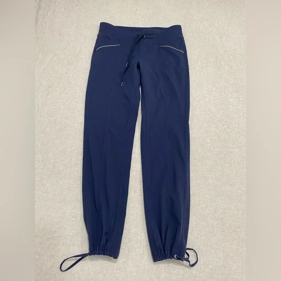 Athleta Pants Womens Size M Drawstring Waist Zip Pocket Joggers Blue - Picture 7 of 13